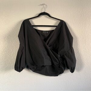 ASOS Design Cotton Fallen Shoulder Wrap Top